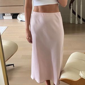light pink midi slip skirt